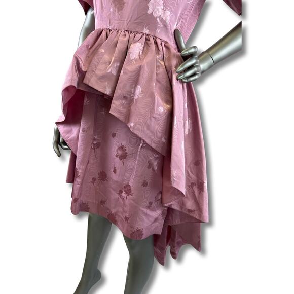 Vintage 1980s Dusty Rose Pink Mullet High Low Dress Medium - Picture 5 of 5